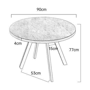 Jiexi Couchtisch Grauer moderner runder Esstisch – Durchmesser 90 cm – Küchentisch