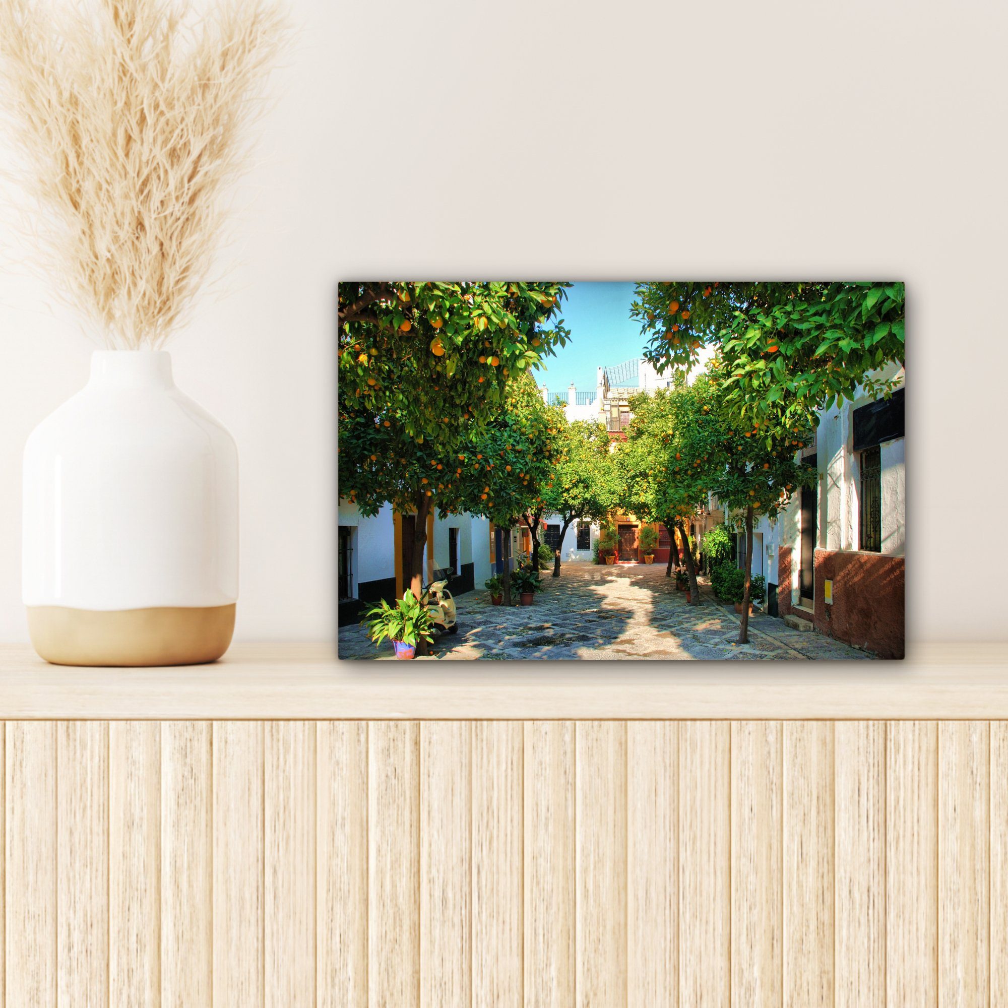 Weiß, cm 30x20 Wandbild - OneMillionCanvasses® Sevilla Baum (1 - St), Leinwandbilder, Aufhängefertig, Wanddeko, Leinwandbild