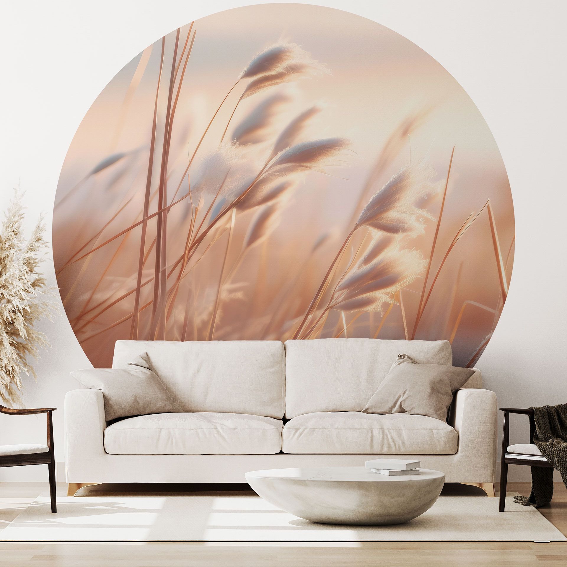K&L Wall Art Fototapete selbstklebend Vliestapete Blumen Wandbild rund Vintage Natur Wanddeko, floral, bedruckt, selbstklebende Tapete