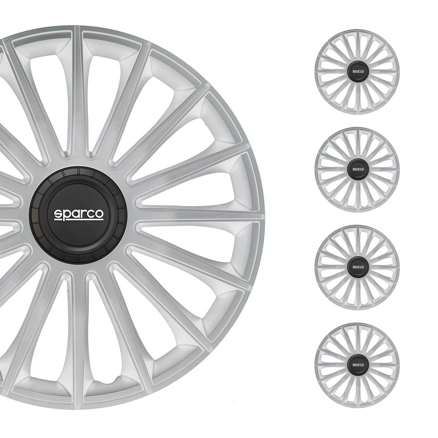OMAC Radkappen Sparco 14 Zoll Roma Silber Grau 4tlg, (4-St) Einfache Installation, Haltbar