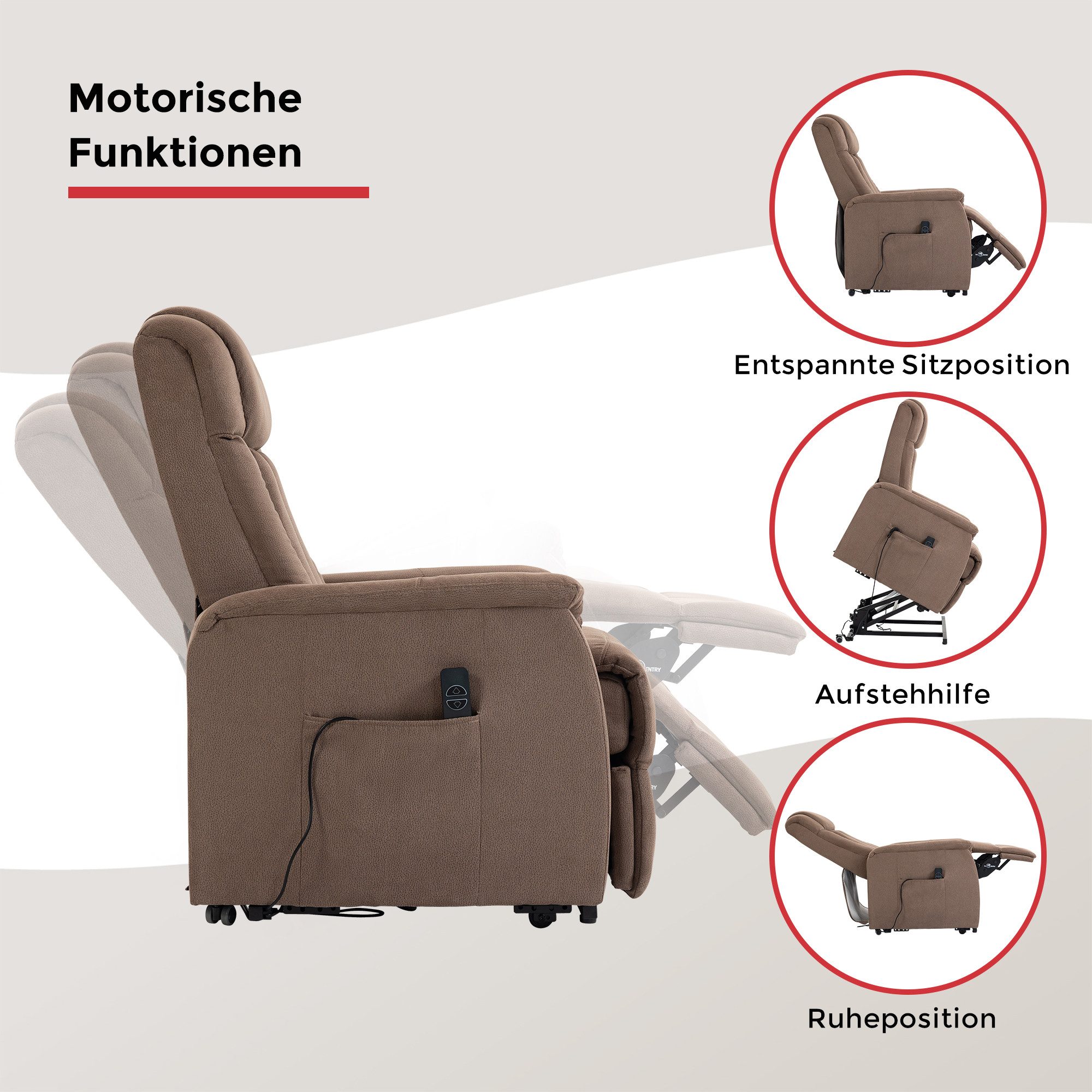 Duo Collection TV-Sessel Delphi mit elektrischer Aufstehhilfe, Relaxfunktion und Taschenfederkern mit Stahlwellenunterfederung
