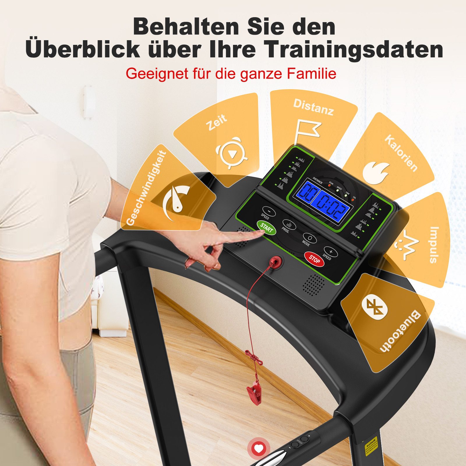 ANYSUN Laufband Elektrisches Laufband, Klapplaufband für Zuhause (bis 12 km/h, mit LED-Display, App- und Tablet-Halter), Klapplaufband für Zuhause,kompaktes Gehpadd für Zuhause und Büro