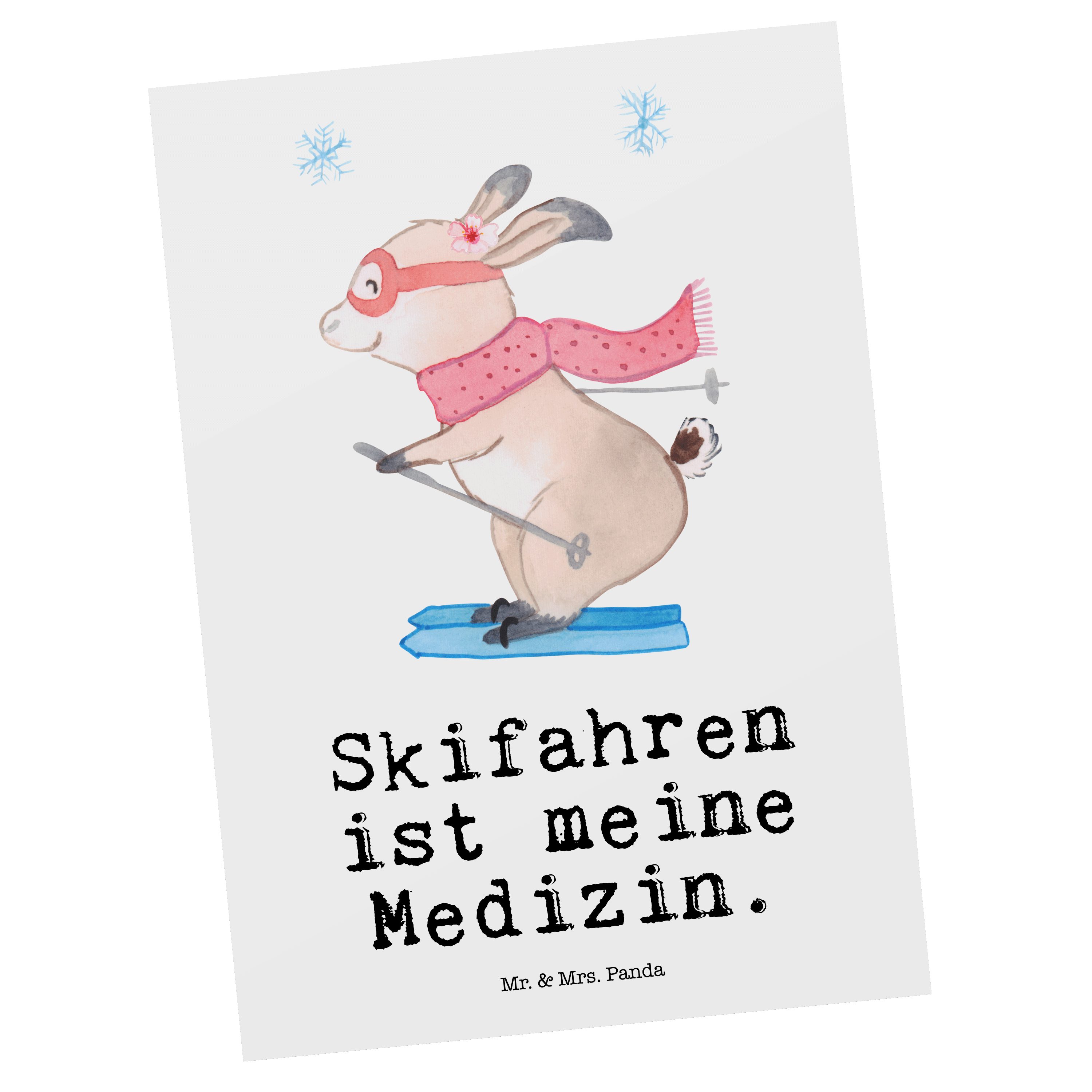 Mr. & Mrs. Panda Postkarte Bär Skifahren Medizin - Weiß - Geschenk, Geschenkkarte, Dankeskarte