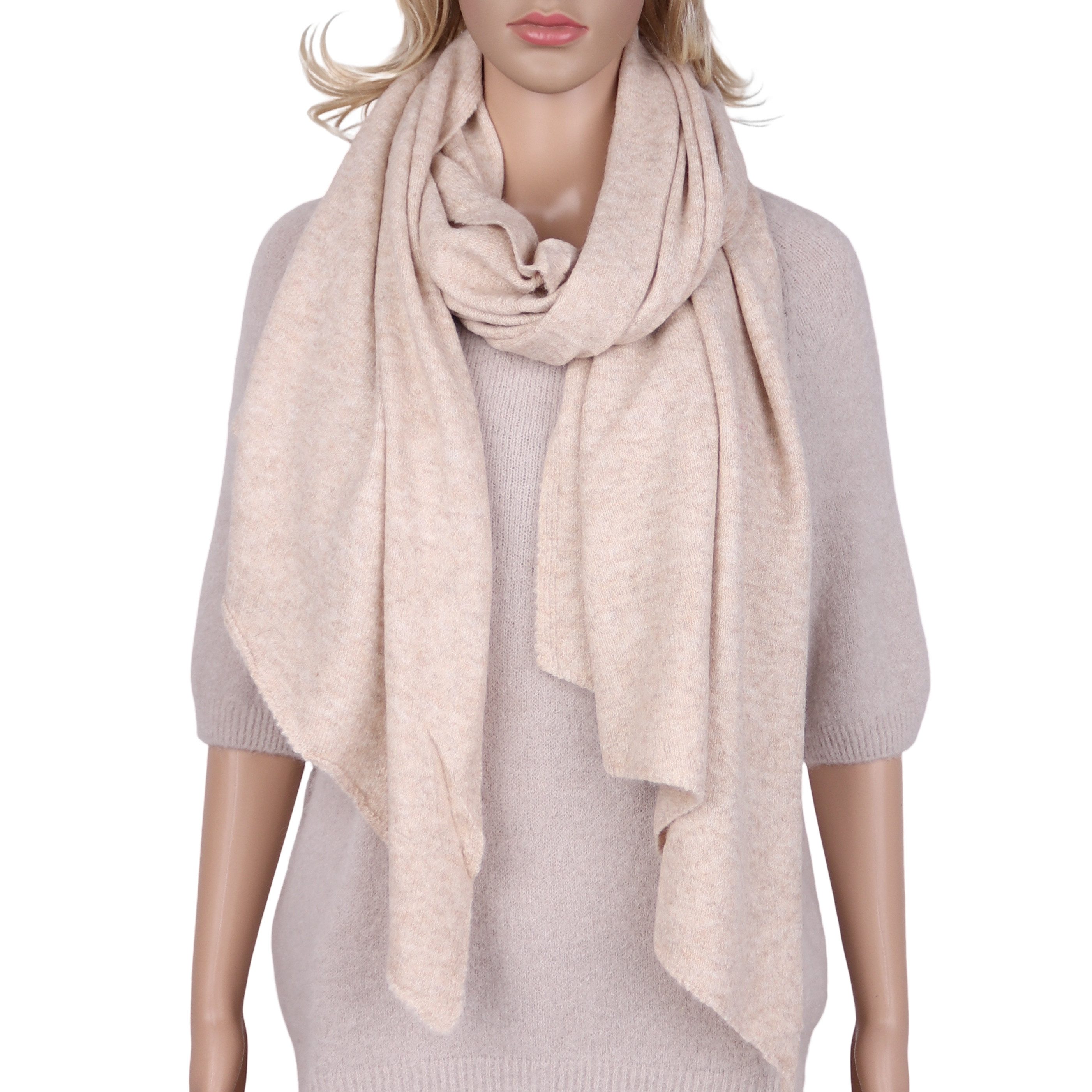 MIRROSI Modeschal weicher und warmer Schal Strick Unifarbe Meliert, Asymmet günstig online kaufen