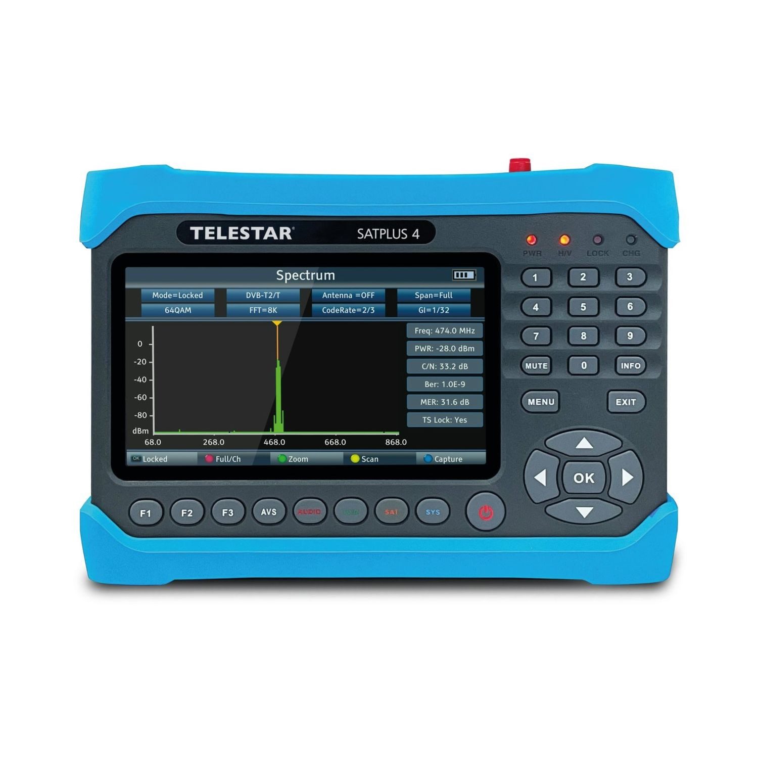 TELESTAR Satfinder SATPLUS 4 Messgerät für Sat DVB-T u. Kabelempfang 7" Display, Screenshotfunktion zur Sicherung der Messdaten
