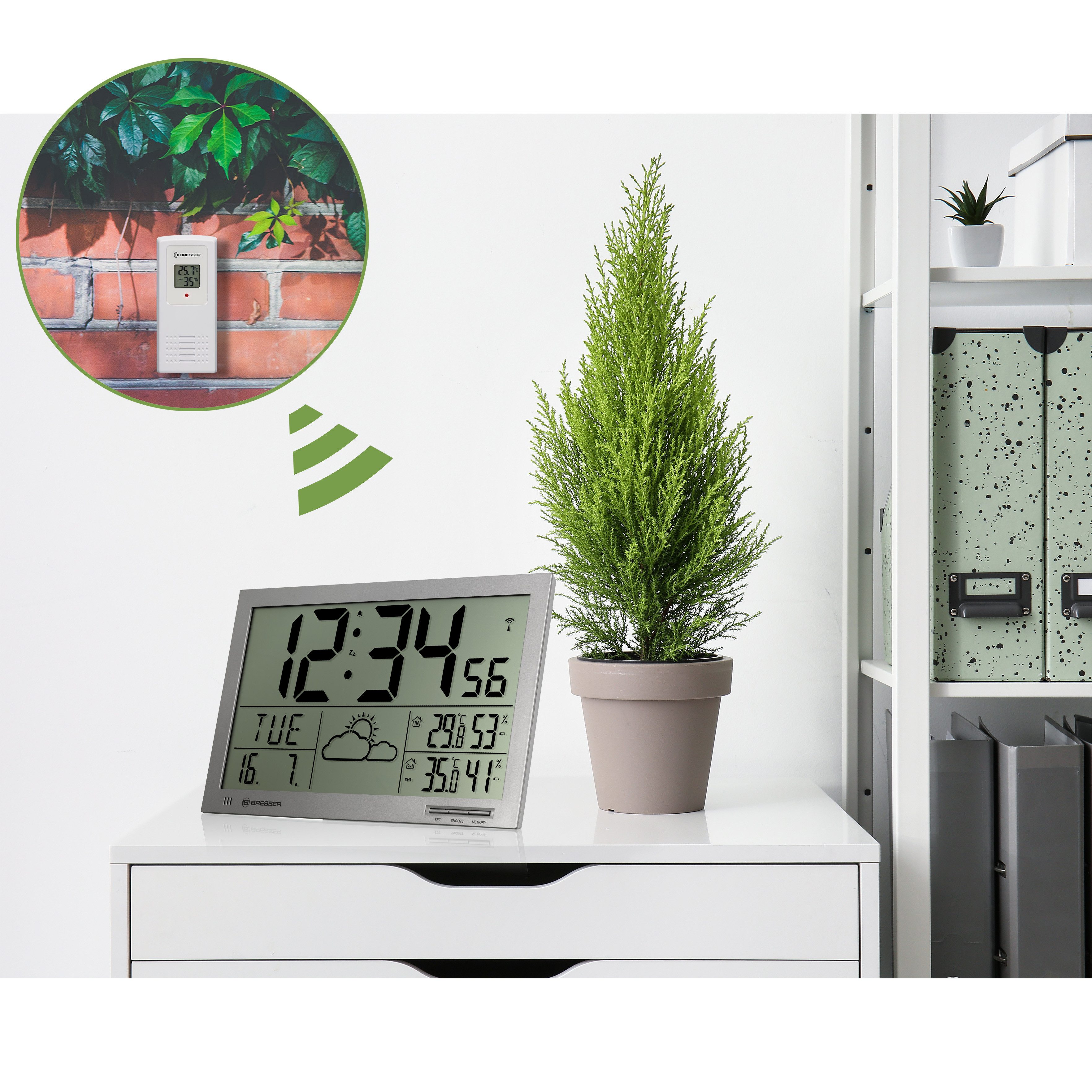 BRESSER Wanduhr MyTime Jumbo LCD Wetter-Wanduhr günstig online kaufen