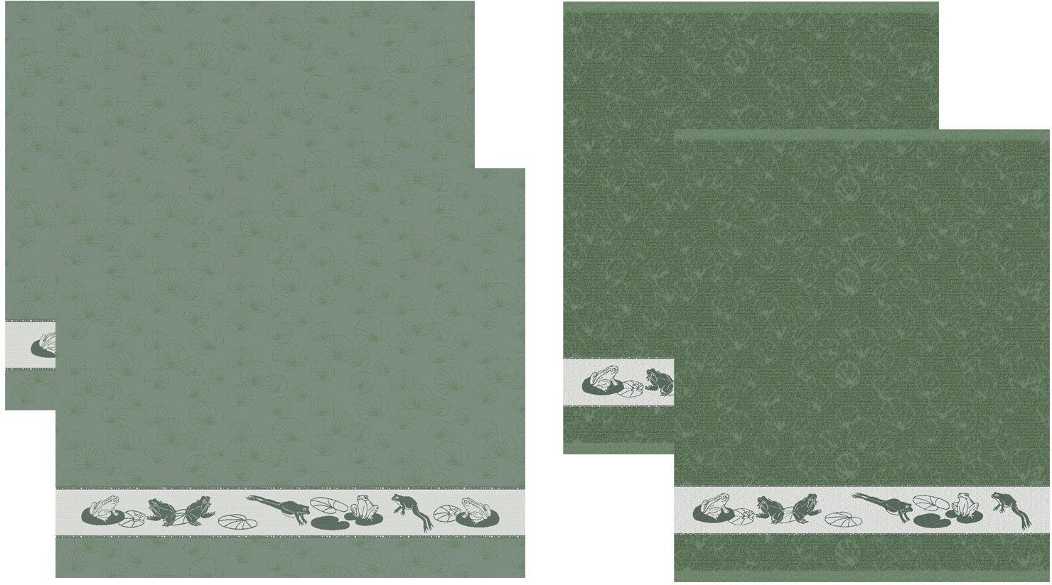 DDDDD Geschirrtuch Froggy, (Set, 4-tlg., Combi-Set: bestehend aus 2x Küchentuch + 2x Geschirrtuch)