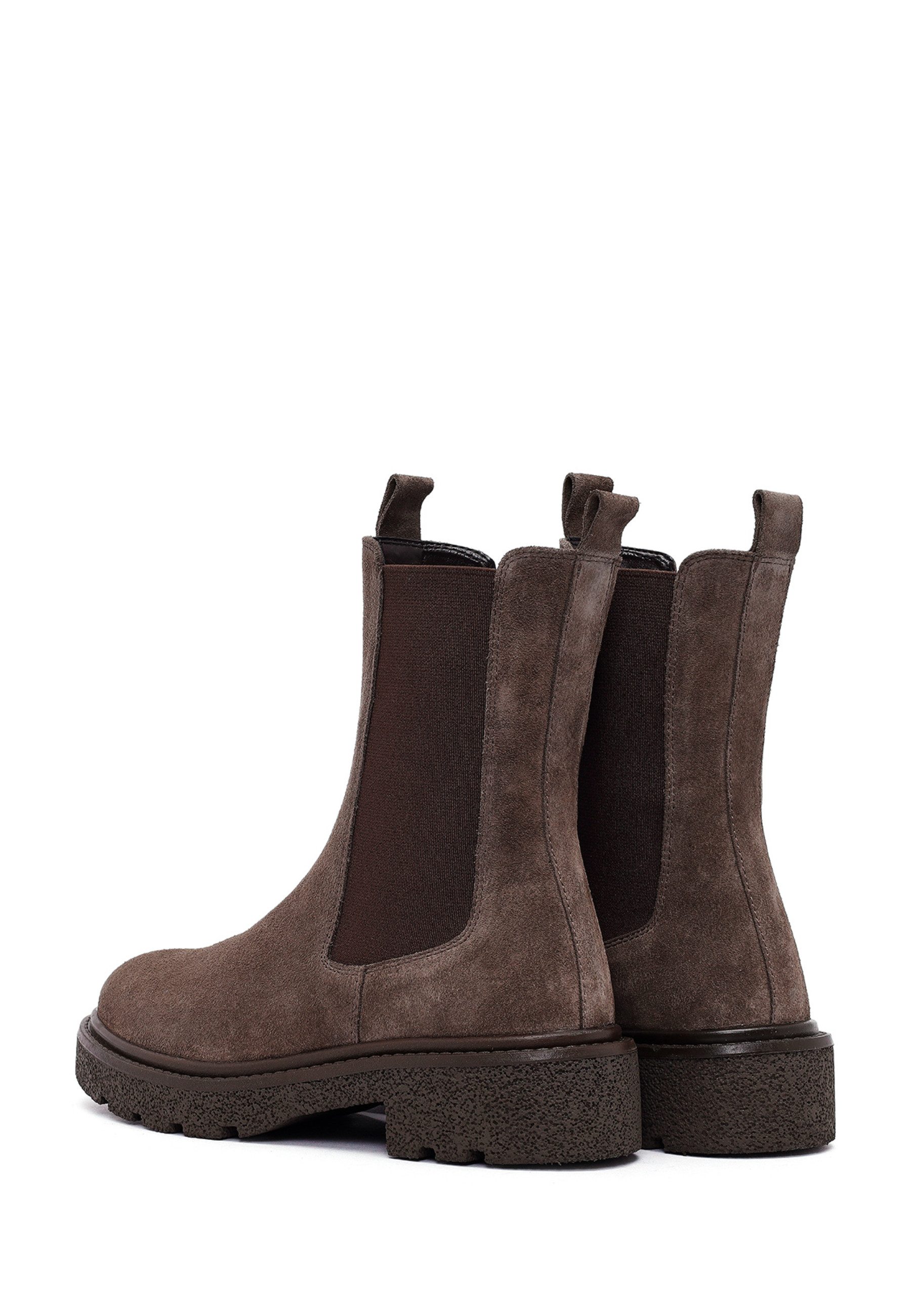 Derimod Chelsea-Stiefel aus Veloursleder Chelseaboots Lederfutter, Thermosohle, Absatz 2 cm