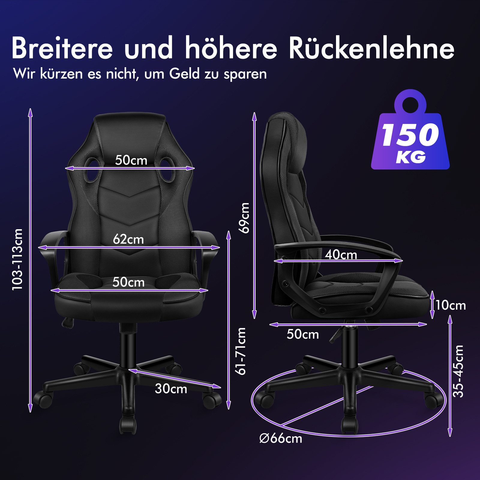 ALFORDSON Bürostuhl Racing Schreibtischstuhl, Drehbarer PC-Gaming-Stuhl (1 St), Ergonomischer, höhenverstellbarer und gepolsterter Polsterstuhl