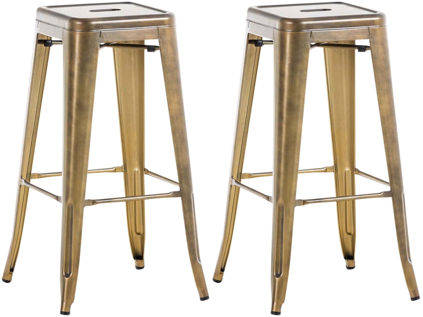 furnicato Barhocker Joshua V2 2er Set 76x43x43 cm Gold (1 St), Stapelbare Tresenhocker mit Fußstütze für deine Küchenbar