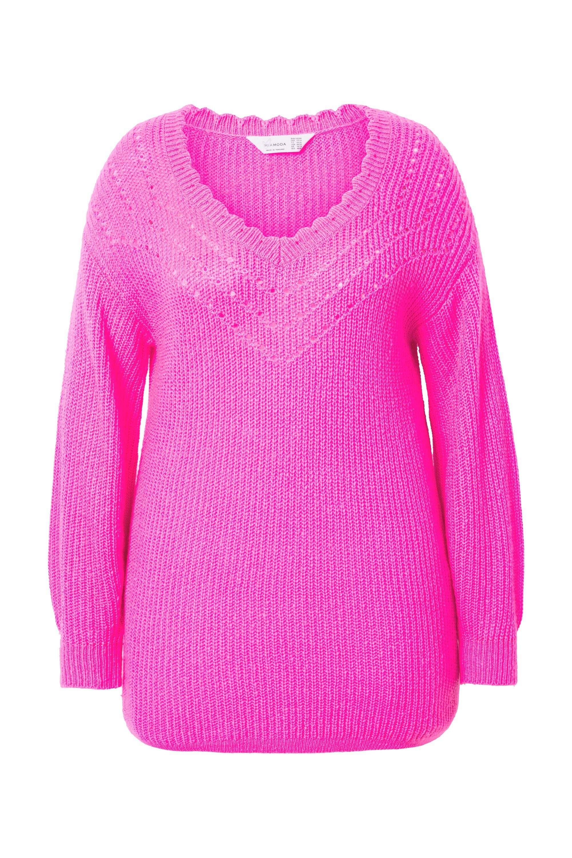 MIAMODA Strickpullover Pullover Classic Fit femininer Ausschnitt günstig online kaufen