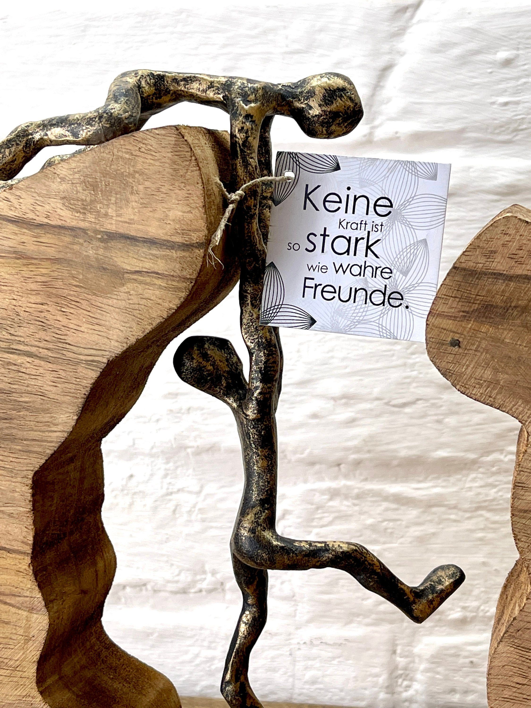 MF Skulptur Figur Bronze Alu Mango Skulptur Holz 30cm Starke Freunde Teamwork Höhe