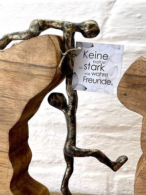 MF Skulptur Figur Skulptur Teamwork Starke Freunde Bronze Mango Holz Alu Höhe 30cm