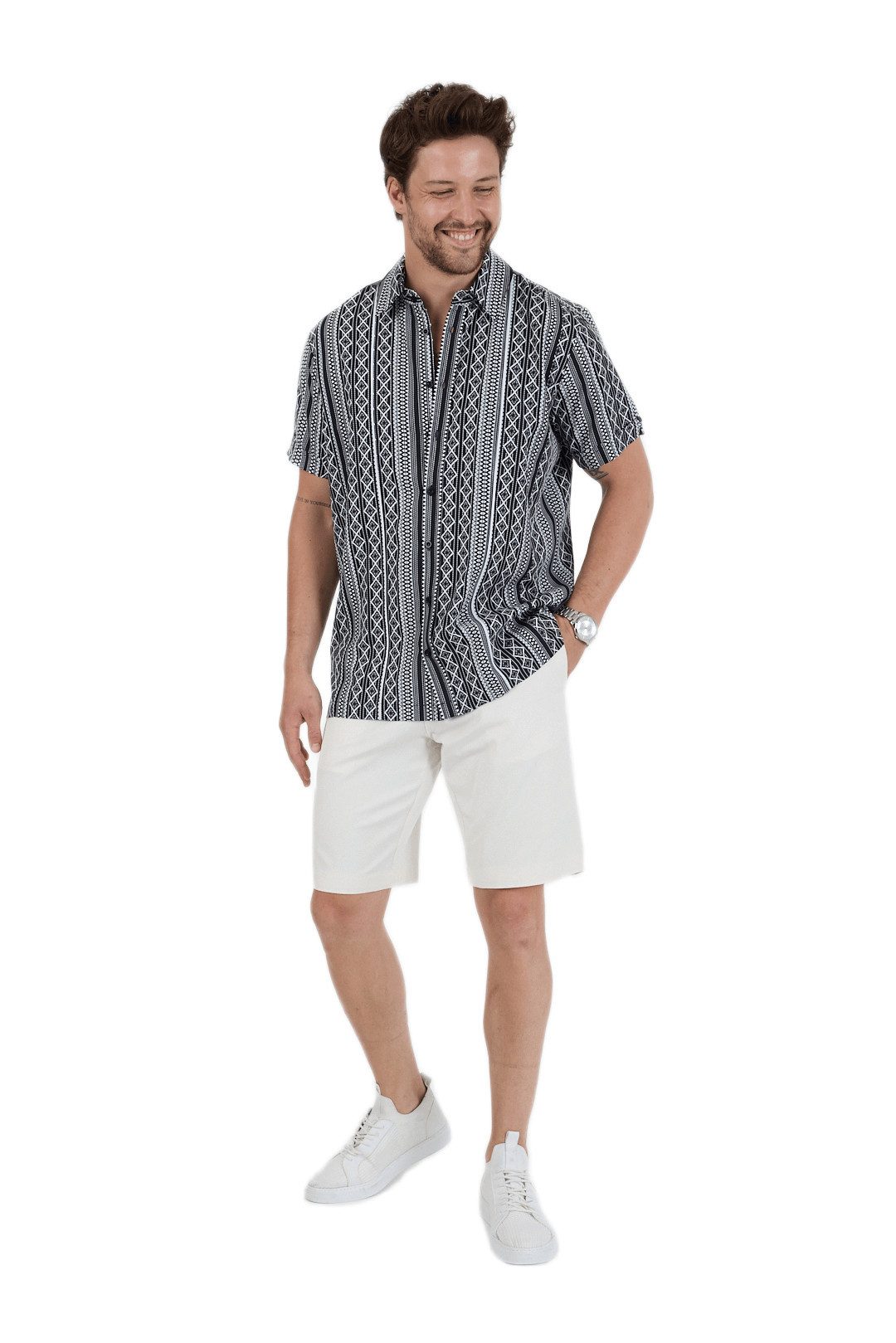 Phistan Kurzarmhemd Herrenhemd aus Viskose-Polyester