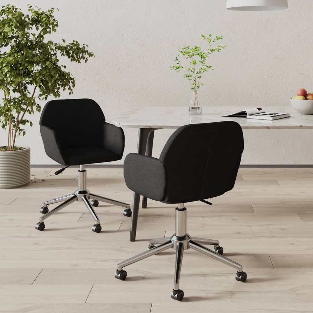 Esszimmerstuhl Drehbarer Stoff Schwarz 54x60,5x(73-80,5) cm