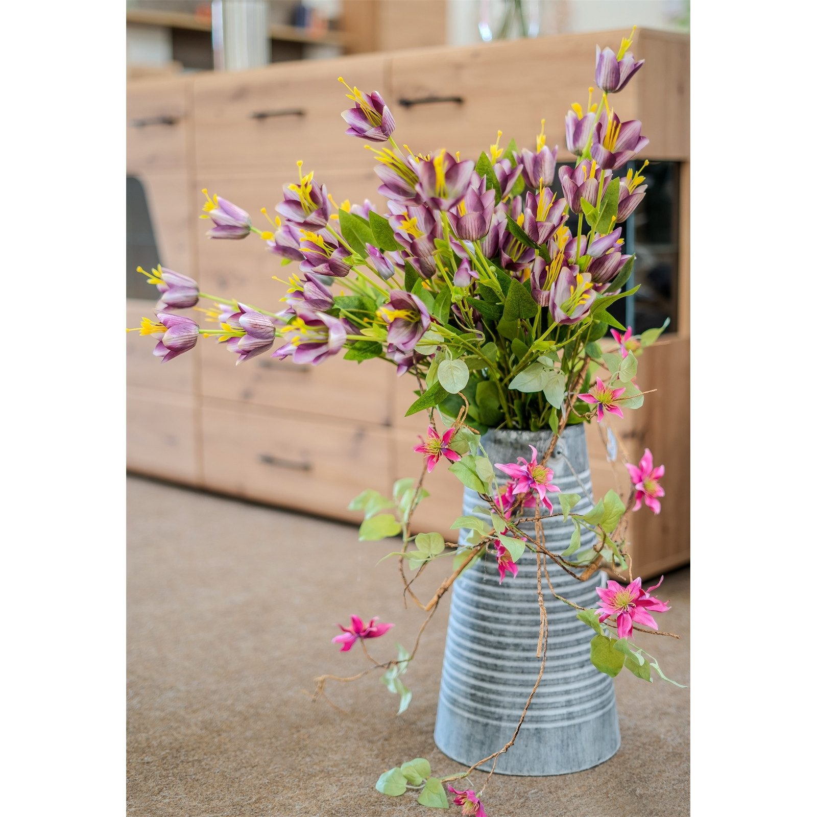 Kunstblume Kunstblume Bordeaux Flora Glockenblume, HTI-Living, Höhe 89 cm, günstig online kaufen