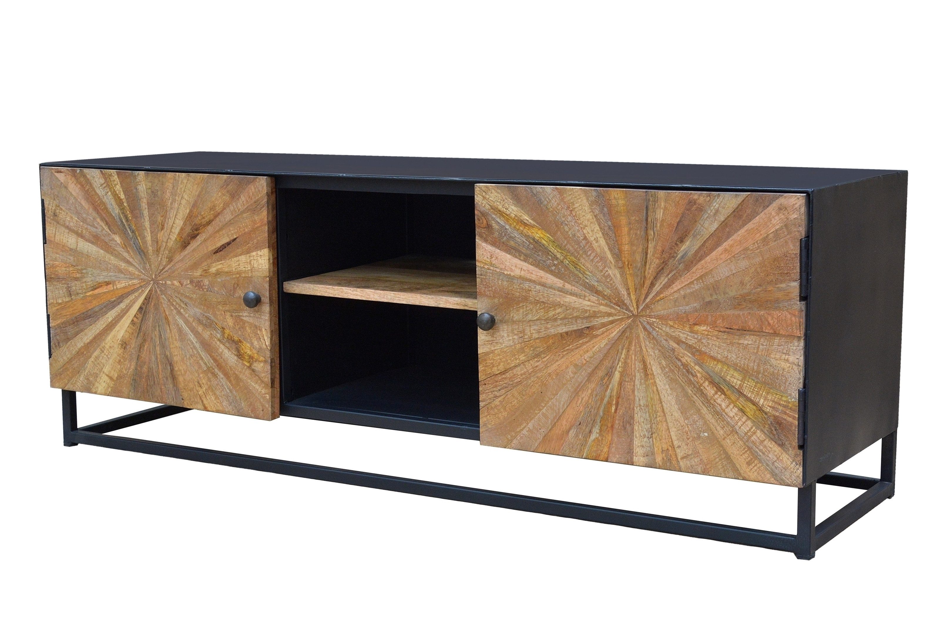 freiraum Lowboard Madira, in Schwarz, Mangoholz/Metall - 140x50x40cm (BxHxT)