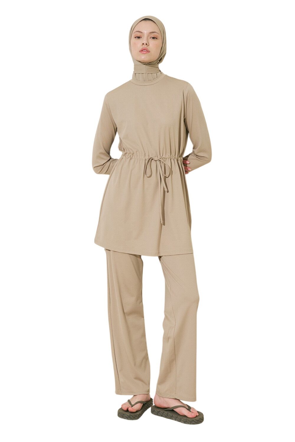 MANUKA Badeanzug Verstellbarer, taillierter Badeanzug, schwarz