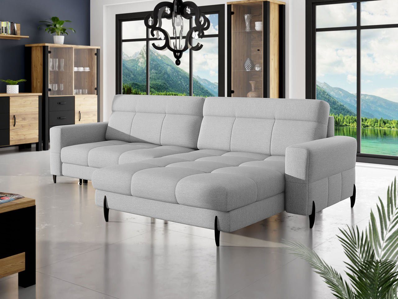 Sofa mit Sitzer 84 Schlaffunktion 5 Ecksofa mane Ecksofa, Jersey, MIRJAN24 Primo Bettkasten, und L-Form universell,