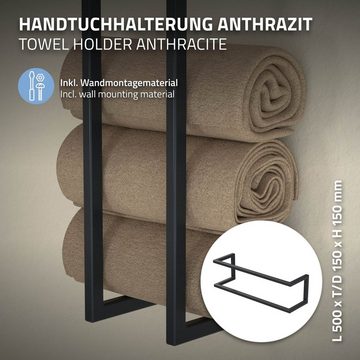 ML-DESIGN Handtuchhalter Handtuchregal Handtuchständer Handtuchstange Gästehandtuchhalter, Stahl 15x15x50cm Anthrazit Vertikal oder Horizontal Wandmontage