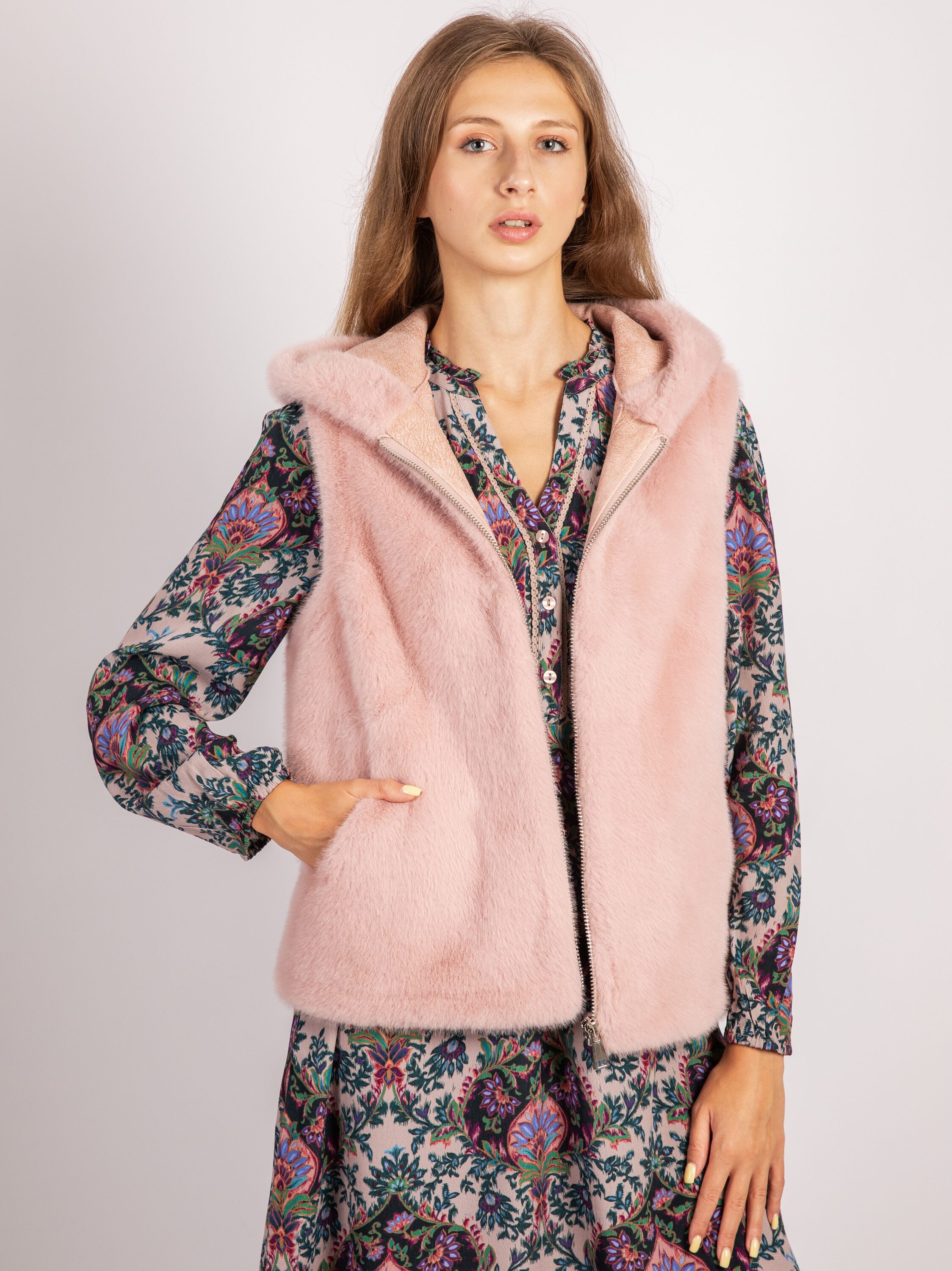 VICCI Germany Strickweste mit Kapuze und Reißverschluss