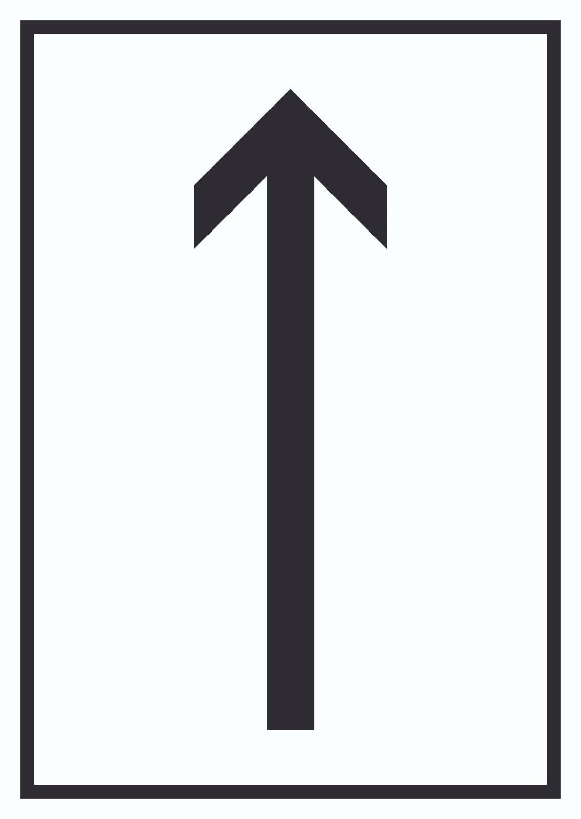 Hinweisschild Richtungspfeil hoch Schild hochkant schwarz weiss Pfeil