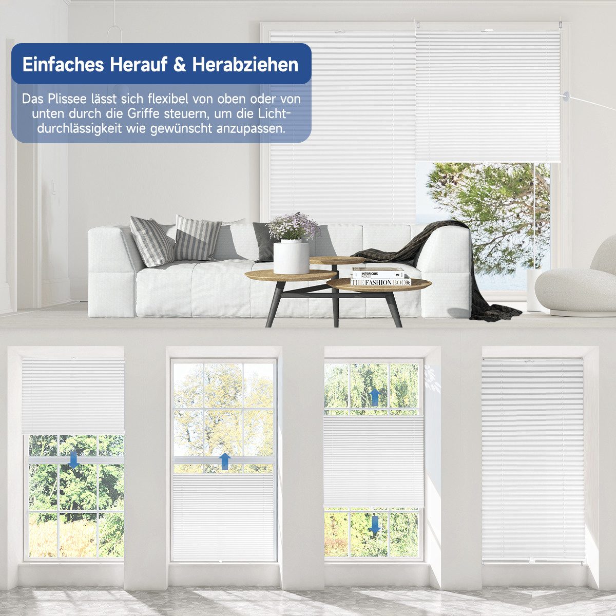 Sekey Plissee 100% Verdunkelung Plissee ohne Bohren Klemmfix Faltrollo Lich günstig online kaufen