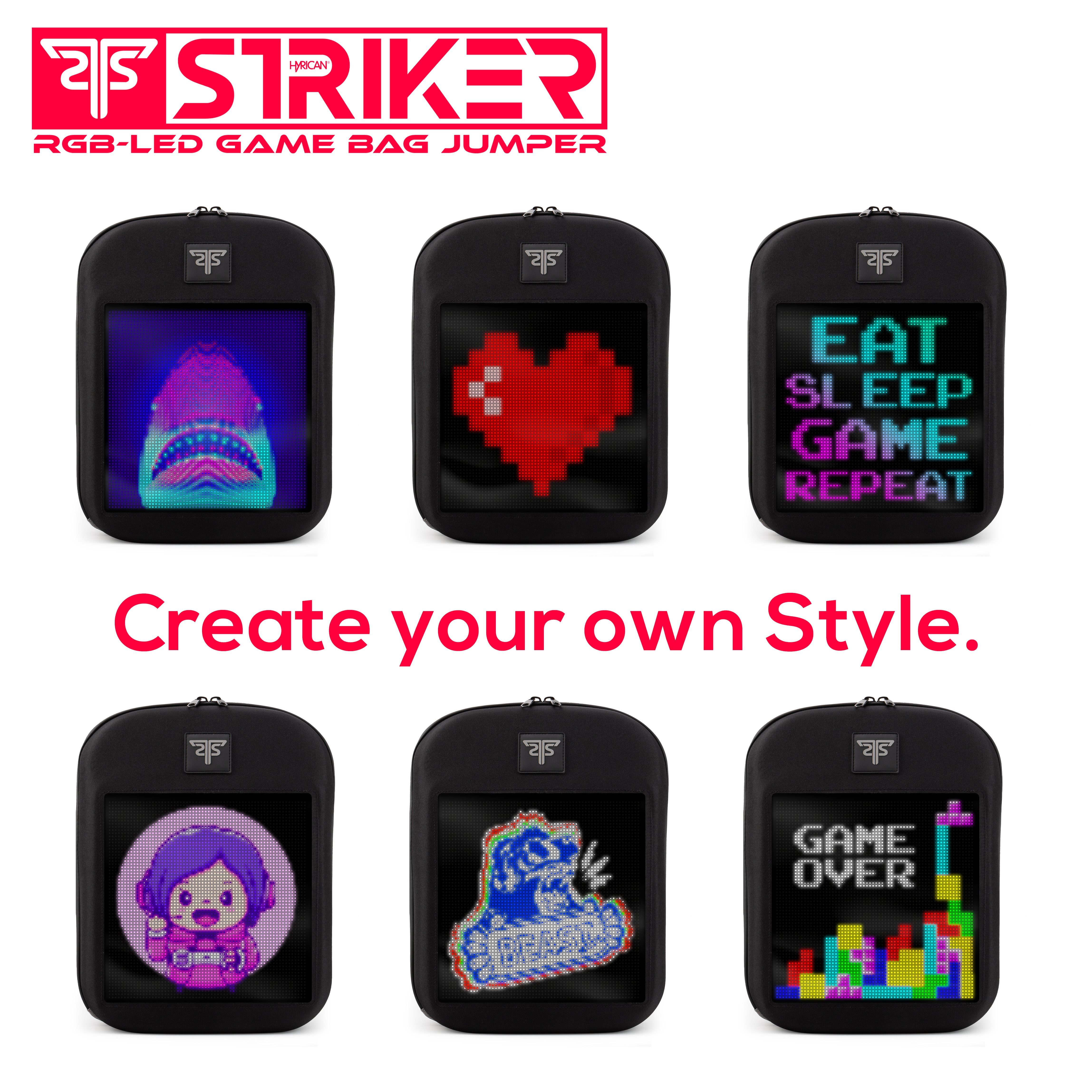 JUMPER Striker App Gaming Game gesteuerte Laptoprucksack Rucksack, RBG-LEDs Bag Hyrican