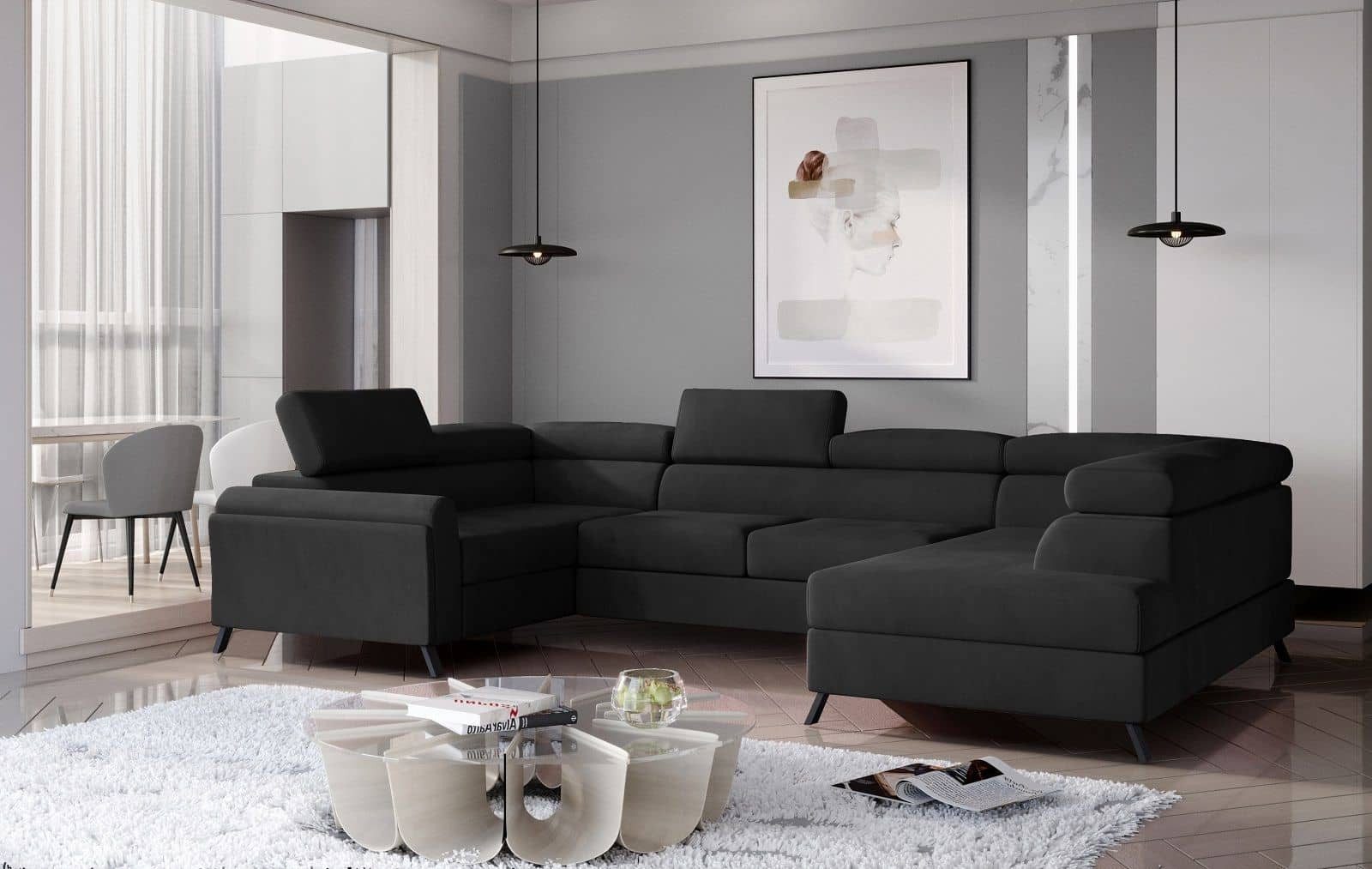 Myhomelando Wohnlandschaft Escada, mit Schlaffunktion, Bettkasten und verstellbare Kopflehnen