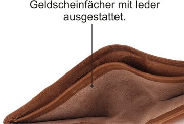 SHG Geldbörse Herren Leder Börse Portemonnaie, Brieftasche Lederbörse mit Münzfach RFID Schutz Männerbörse Büffelleder mit Kette