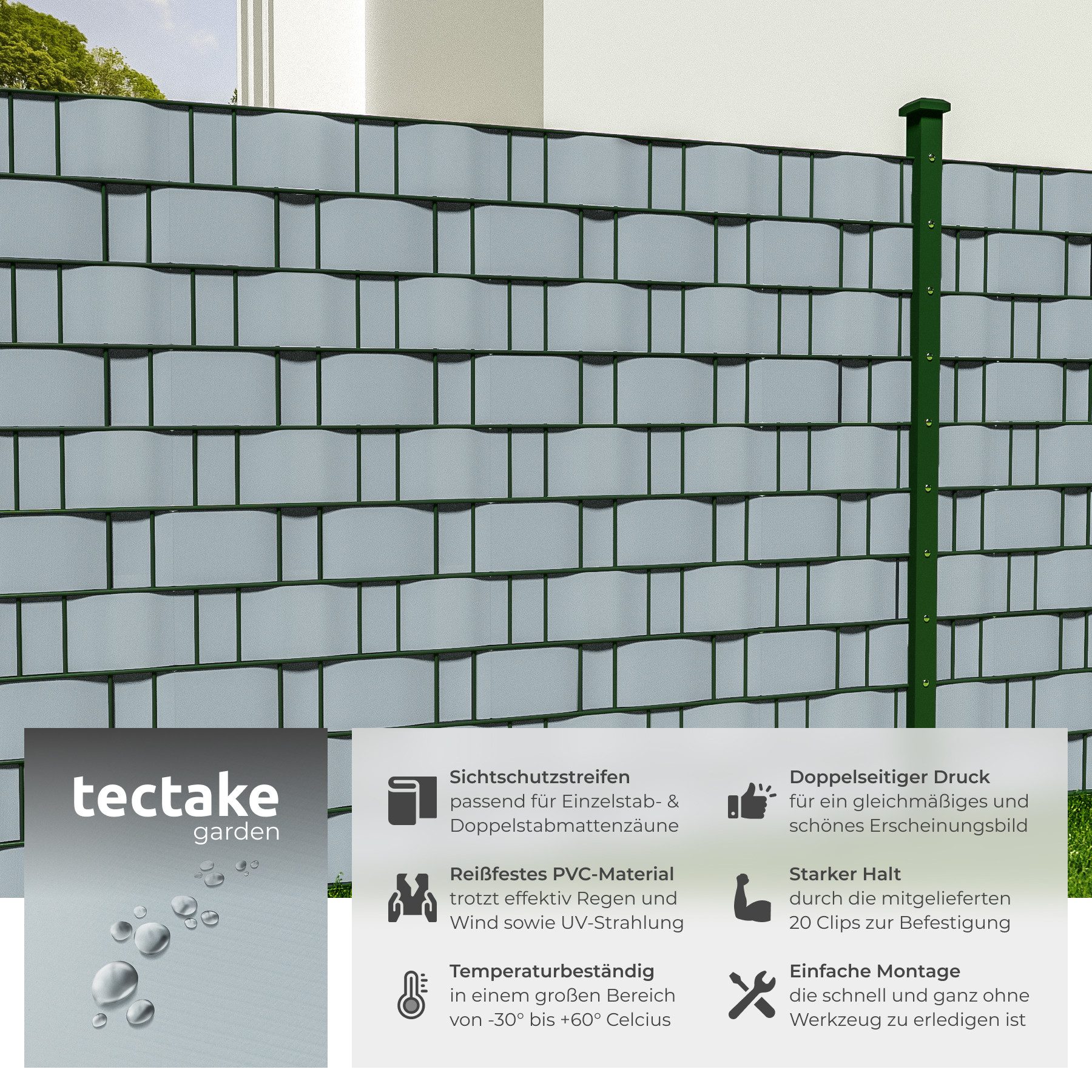 tectake Sichtschutzzug Sichtschutzstreifen, Einzelstab- und Doppelstabmatte günstig online kaufen