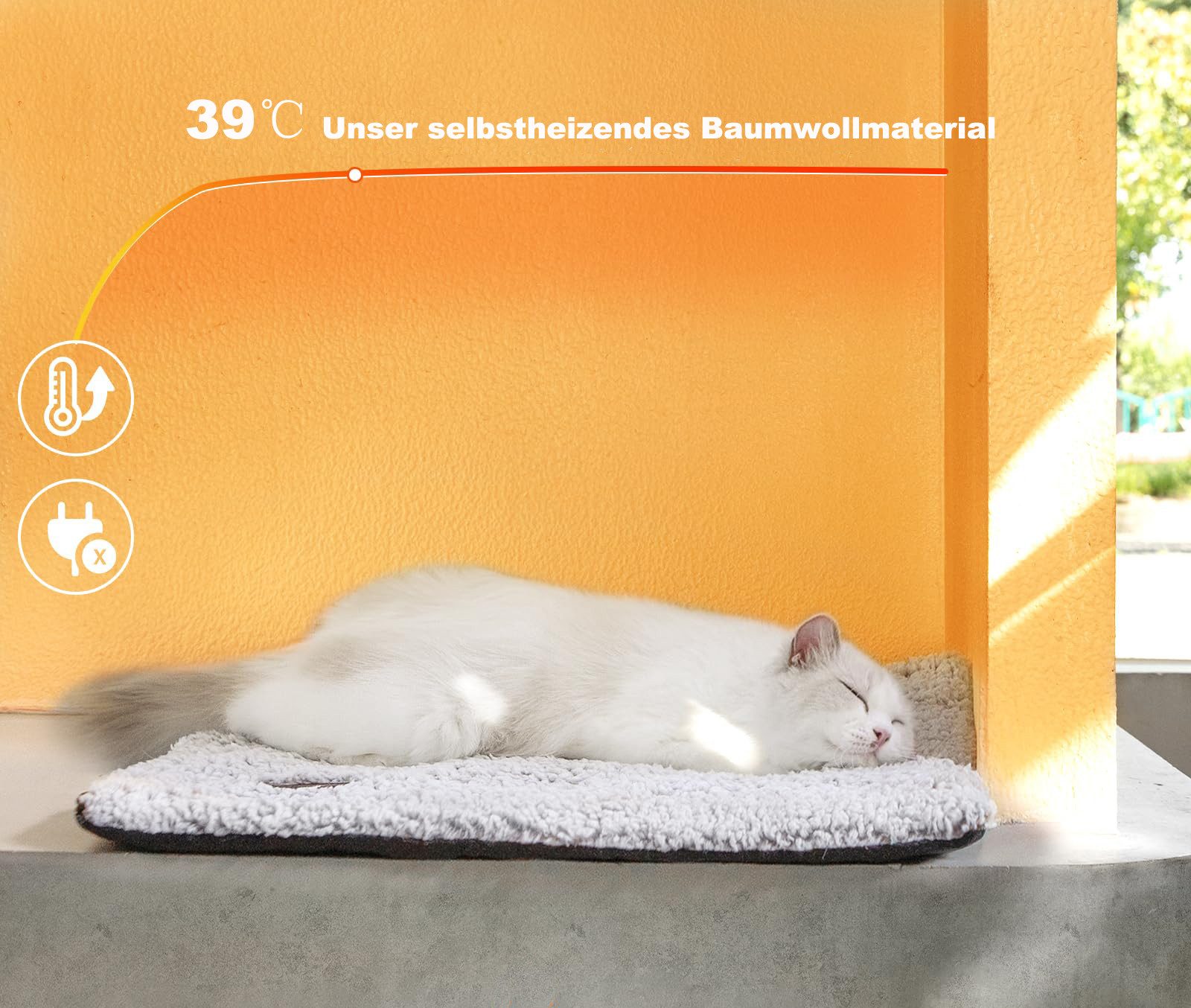 Beaface Tierdecke Selbstheizendes Katzenbett mit abnehmbarem Bezug rutschfester Boden, selbstwärmende Haustiermatte, extra warme Kuschelmatte – Bild 3 von 5