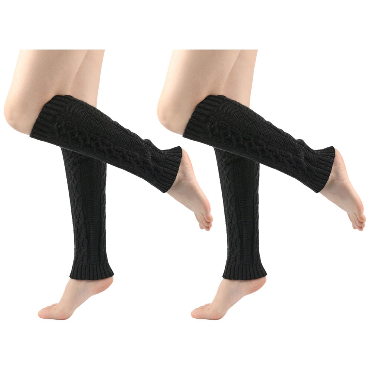 Refttenw Гетры 2 Paare Gestrickter Beinwärmer Stulpe Leg 39x9cm mit Zopfmuster