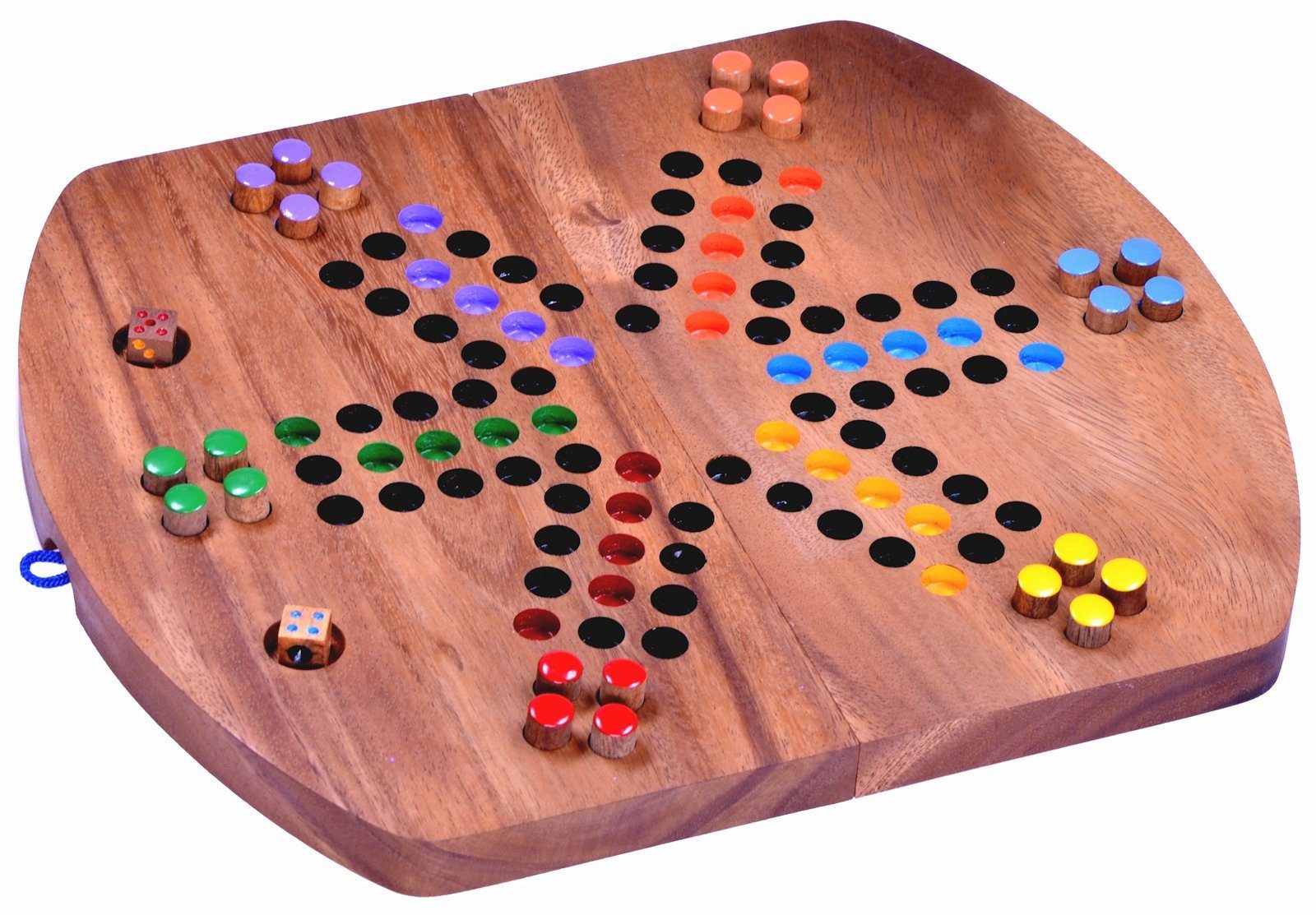 Logoplay Holzspiele Spielesammlung, Ludo für 2 bis 6 Spieler - Spielfeld 33 x 28 cm - Würfelspiel aus HolzHolzspielzeug