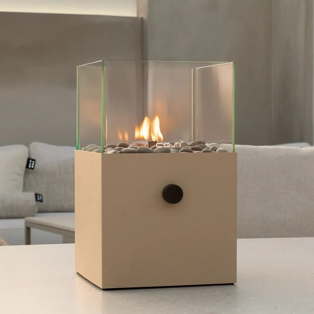 COSI Tischfeuer Cosifire Tischfeuer COSISCOOP Square sandy beige, Ø20x32,5cm