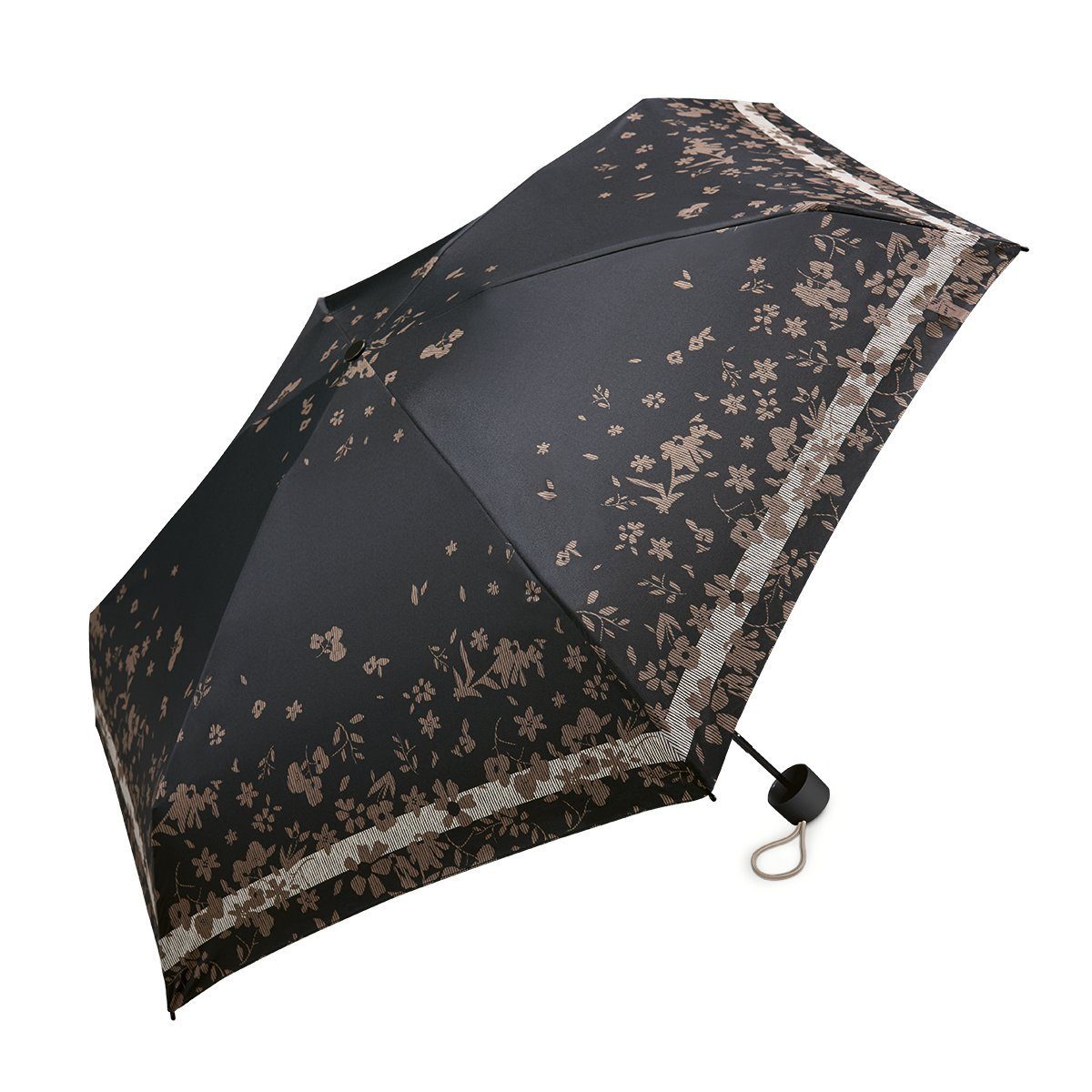 Esprit Taschenregenschirm kleiner, kompakter Regenschirm Petito poetry flower black