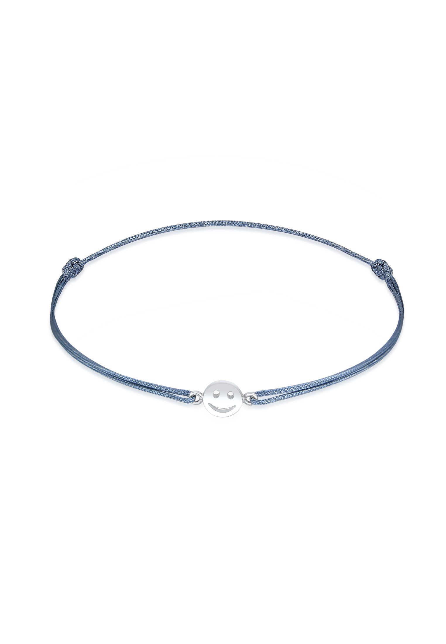 Elli Armband mit Smile Face Textil 925 Silber vergoldet, mit Smiling Face