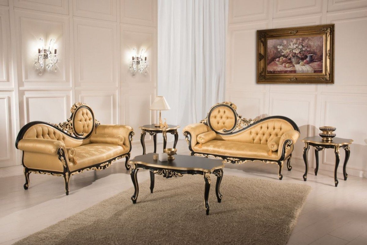 x Beistelltisch Tisch - cm x 57 Barock H. Barockstil Luxus Möbel im - / Padrino Casa 62 Schwarz 62 Barock Beistelltisch Edler Gold