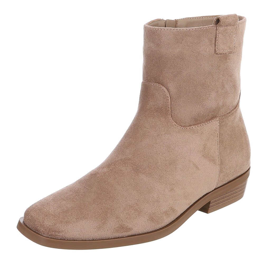Ital-Design Damen Stiefelette mit Elastikeinsatz und Blockabsatz Stiefelette (92125651) Blockabsatz Flache Stiefeletten in Hellbraun