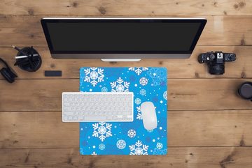 MuchoWow Gaming Mauspad Schneeflocke - Winter - Weihnachten - Muster (1-St), Mousepad mit Rutschfester Unterseite, Gaming, 40x40 cm, XXL, Großes