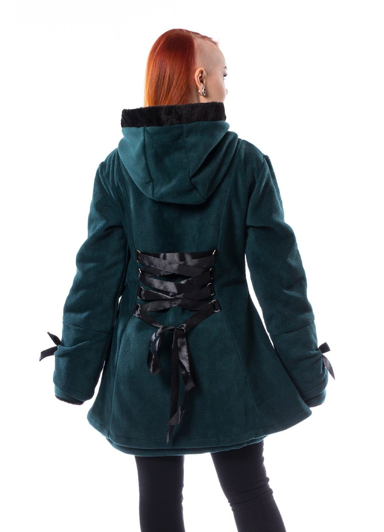 Poizen Industries Kurzmantel Alison Coat Seegrün Gothic Punk Metal Wintermantel
