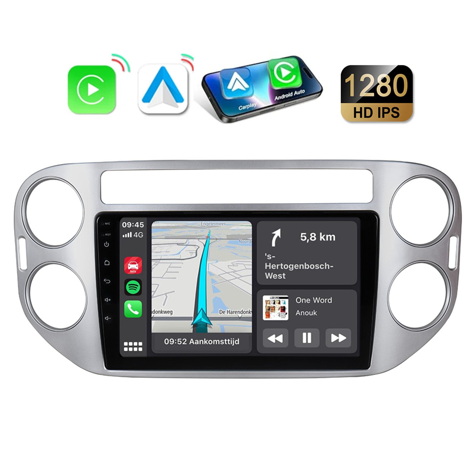 A-Sure 4-Core Android 15 Carplay Navi 2+64GB Für VW Tiguan 5N GOLF Plus Autoradio (Digitalradio (DAB), FM, AM, 4Core)
