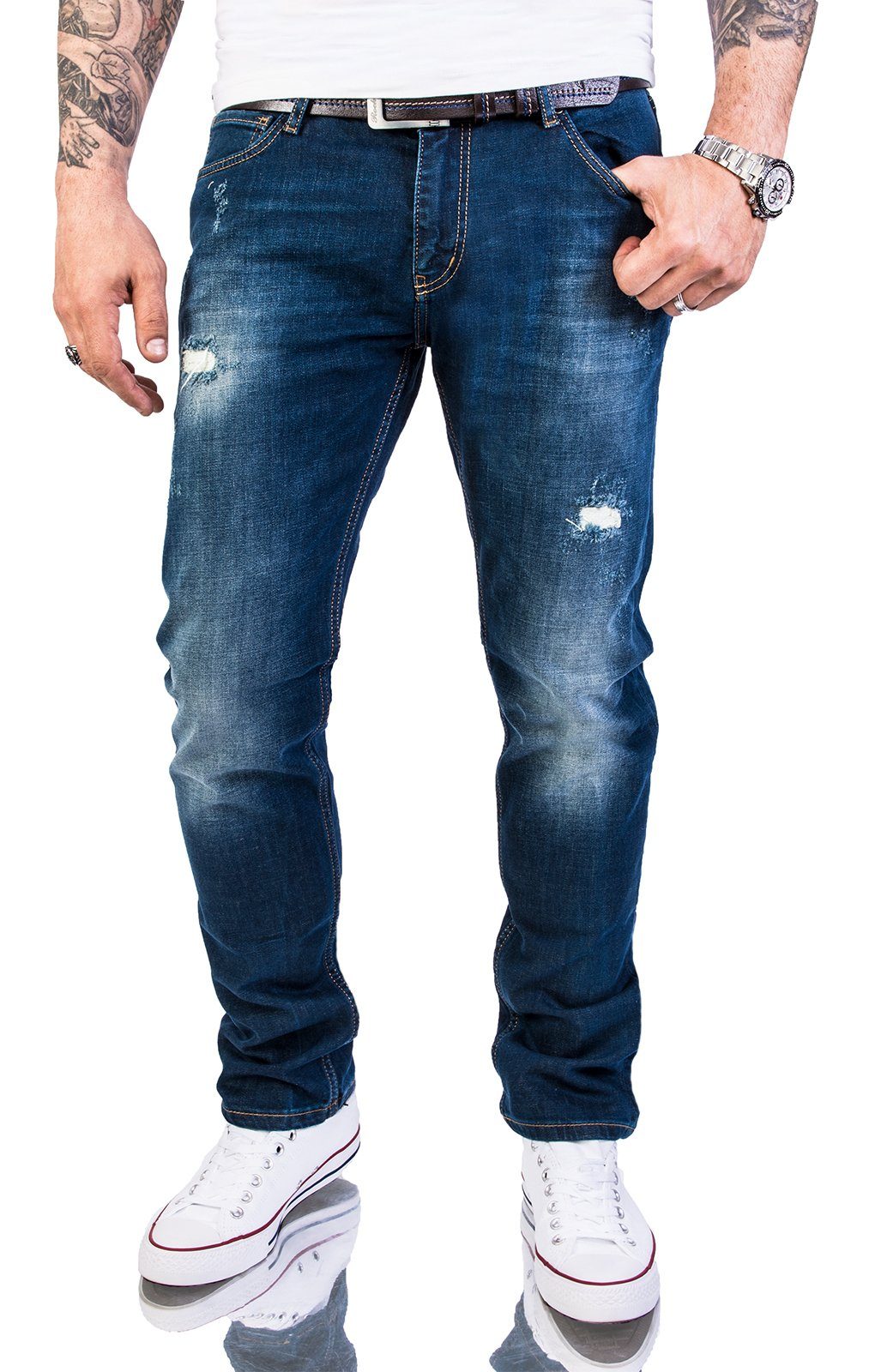 Rock Creek Slim-fit-Jeans Herren Jeans Slim Fit Blau RC-2145