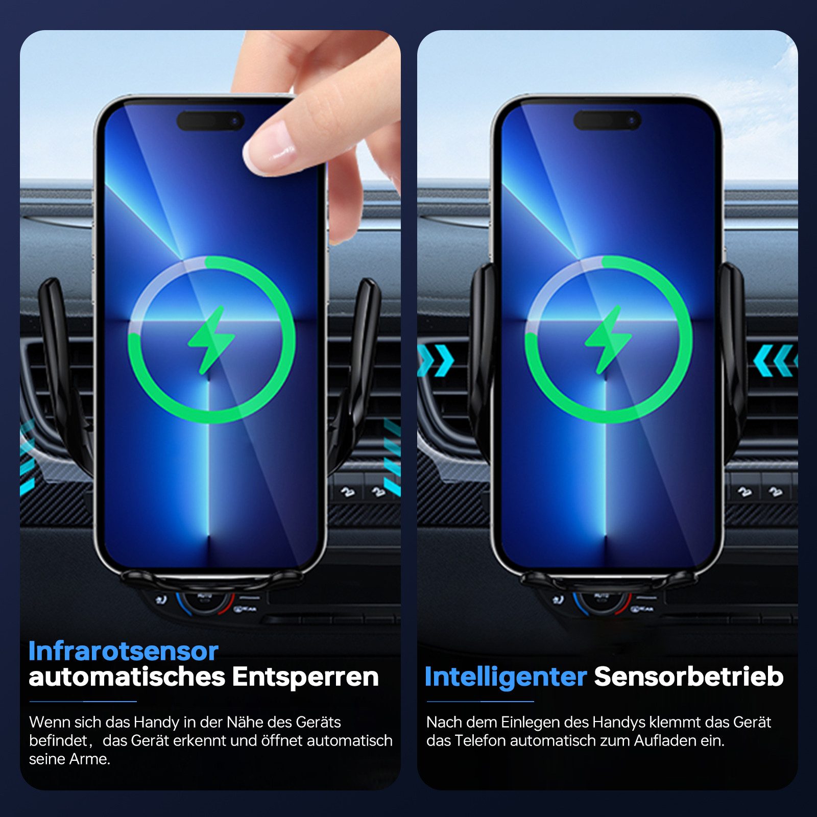 neue dawn Handy-Halterung Kabelloses Ladegerät Auto Handyhalterung Induktives für iPhone Samsung – Bild 3 von 5