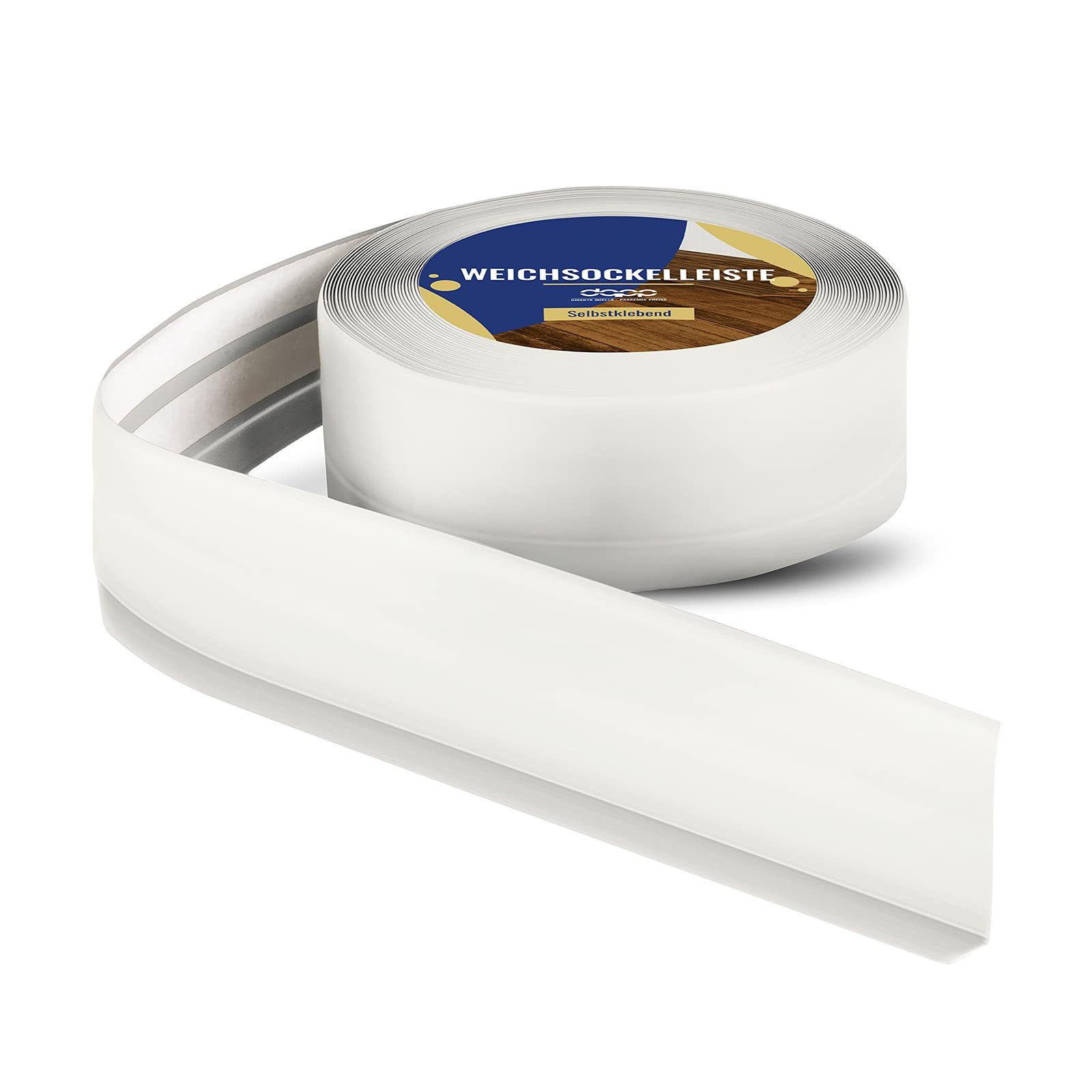 DQ-PP Sockelleiste DQ-PP WEICHSOCKELLEISTE 5m, 50x15mm, selbstklebend, Gummileiste, PCV, Sockelleiste, Abschlussleiste, Bodenleiste, Winkelprofil
