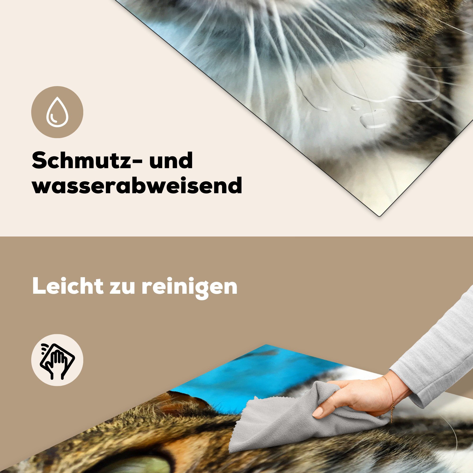 MuchoWow Herdblende-/Abdeckplatte Katze - Pfote Vinyl, 78x78 tlg), Ceranfeldabdeckung, - für Arbeitsplatte cm, küche Kopf, (1