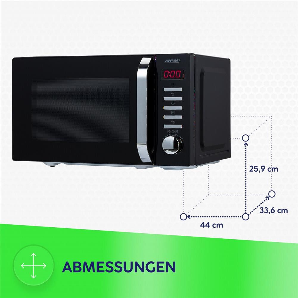 MPM Mikrowelle, 20 l Garraum, 700 W, 5 Leistungsstufen, 8 Automatikprogramme