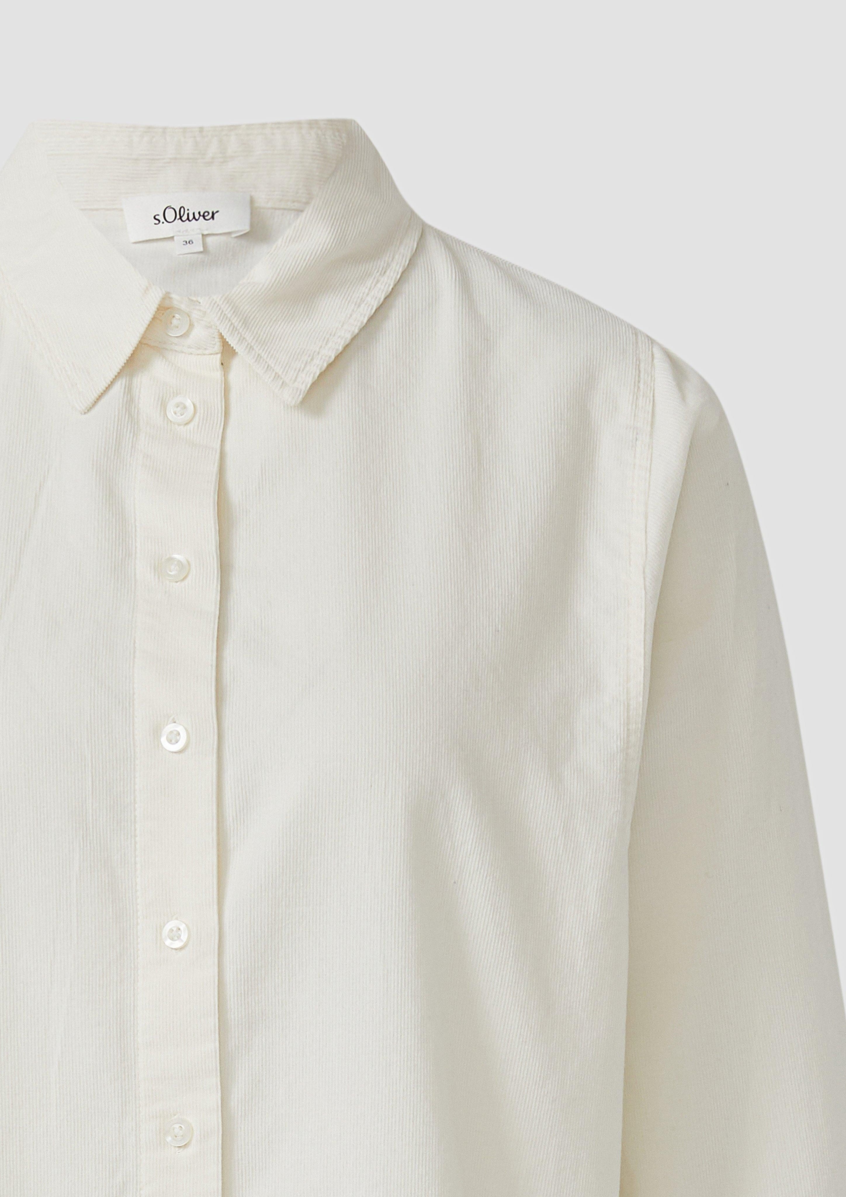 Langarmbluse Feincord-Bluse mit Hemdkragen