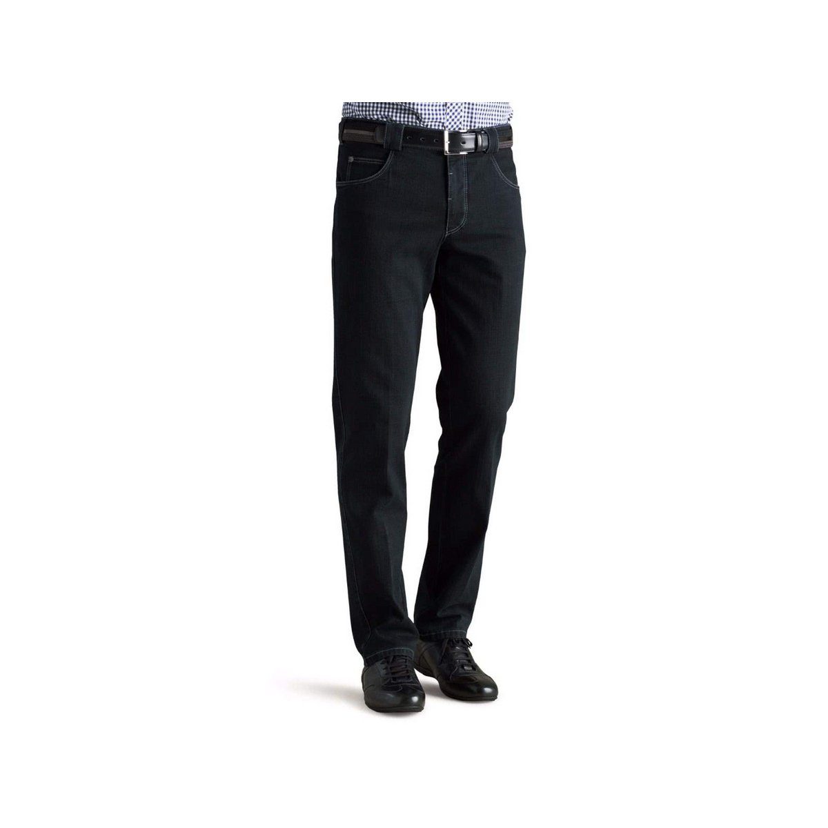 MEYER 5-Pocket-Jeans blau (1-tlg) Schwarz (Blue-black 19)