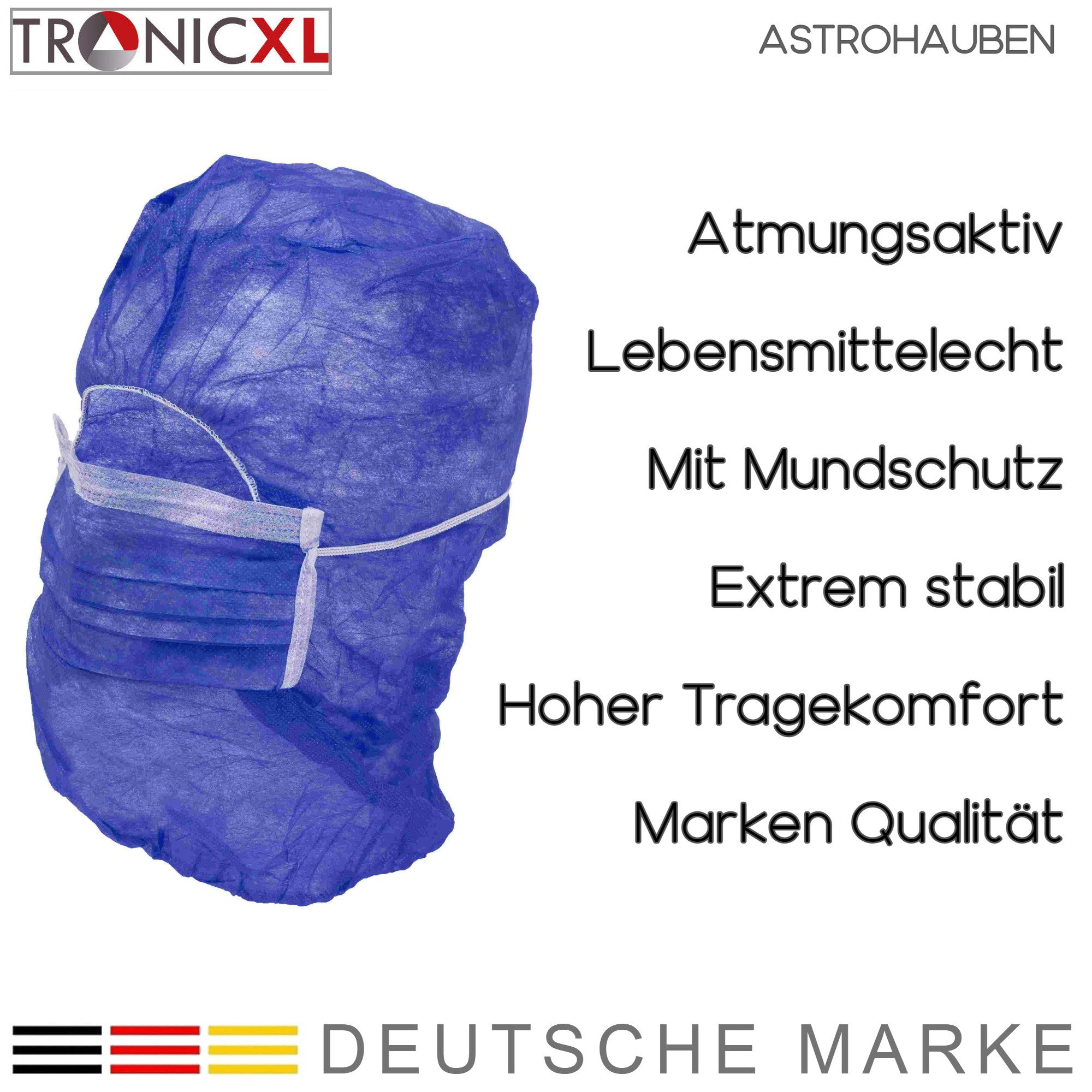TronicXL Gesichtsmasken-Set 1000 Stück Astrohaube Haarnetz mit Mundschutz Vlieshaube Einweg OP x, 1000-tlg., lebensmittelecht, Arbeitsschutz Schutzkleidung Kopf Gesicht Haare